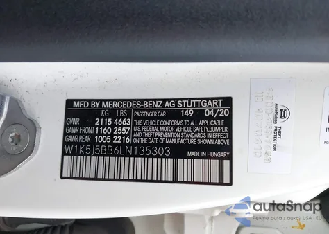 2020 Mercedes-Benz Amg Cla 35 4Matic из США, поврежденный, VIN W1K5J5BB6LN135303